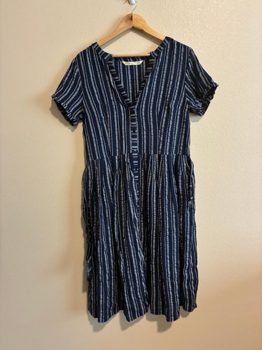 Wayward Fancies eShakti Women's Navy Blue Dress with Belt